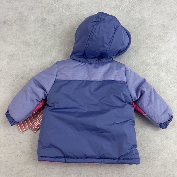 Wippette Kids NWT 18M Puffer Winter Coat Fleece Hood Pink Blue Baby With Tags - Picture 9 of 15